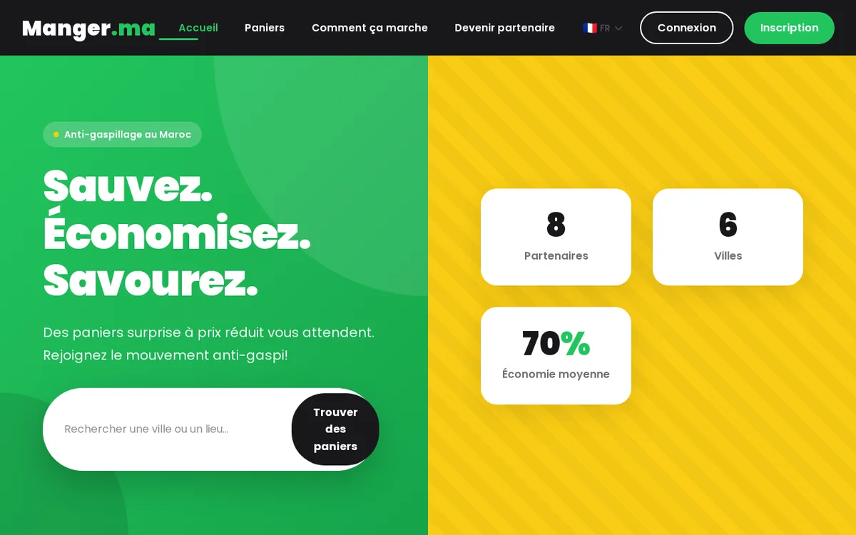 Page d'accueil de Manger.ma